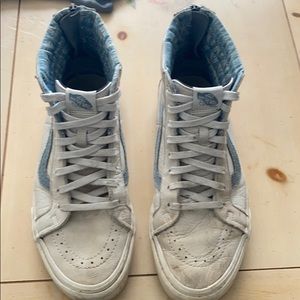 Vans White Leather Hightop Zip Back Old Skool